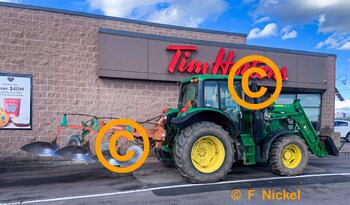 Tim Hortons, tractor, farm equipment, drive through, drive thru