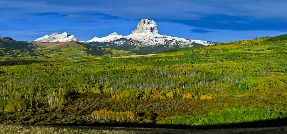 Chief Mountain. &nbsp;Fall colors.&nbsp; Rocky Mountains.